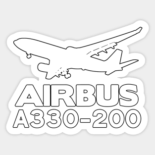 Airbus A330-200 Silhouette Print (White) Sticker